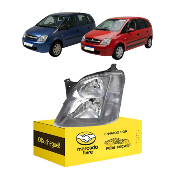 Farol Esquerdo Meriva 2003 04 05 06 07 08 09 10 11 12 Cinza Esquerdo/motorista