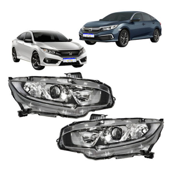 Par Farol Honda Civic G10 2017 2018 2019 2020 2021 Novo Ambos Lados