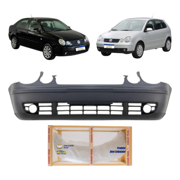 Parachoque Dianteiro Vw Polo 2003 2004 2005 2006 Hatch Sedan Preto