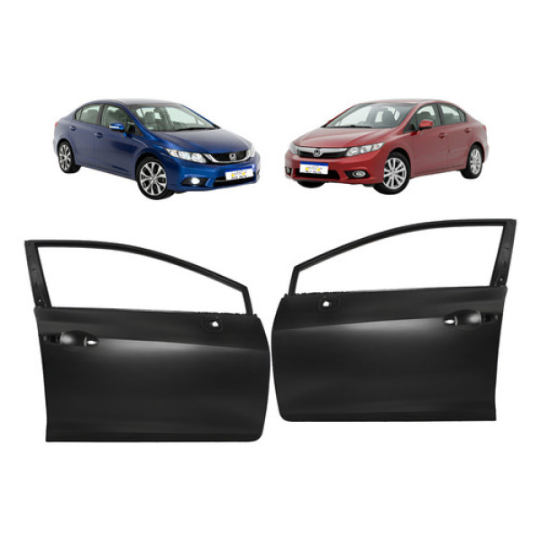 Par Porta Dianteira Civic G9 2012 2013 2014 2015 2016 Novo Preto Dianteira Direito E Esquerdo