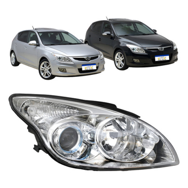 Farol Hyundai I30 2008 A 2013 Cromado Foco Duplo Manual  Direito/passageiro