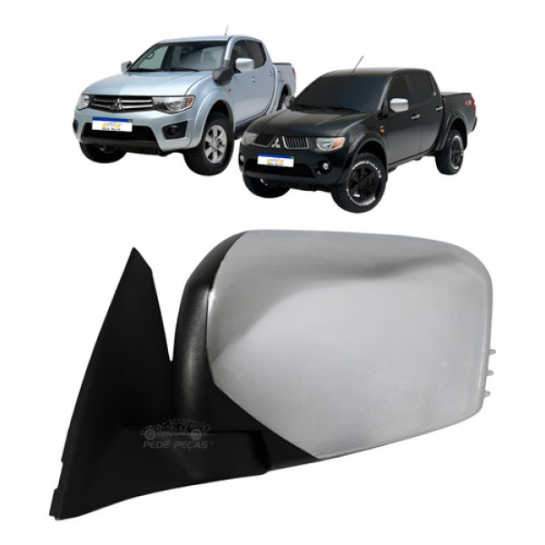 Retrovisor Mitsubishi Triton 2009 A 2017 Cromado S/pisca