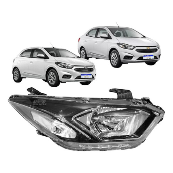Farol Onix Prisma Ltz Activ Friso Cromado 2017 A 2021 Led Ld