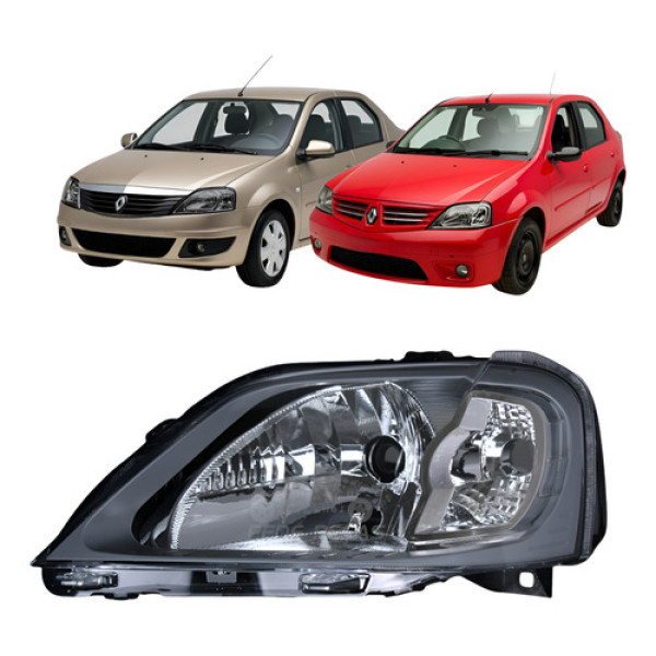 Farol Renault Logan 2007 2008 2009 2010 A 2013 Macara Cinza
