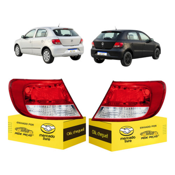 Par Sinaleira Lanterna Traseira Vw Gol G5 2009 A 2012 Ambos Lados Vermelho