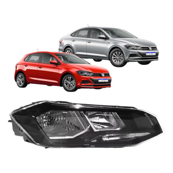 Farol Volkswagen Polo Virtus 2018 A 2022 Friso Preto Ld
