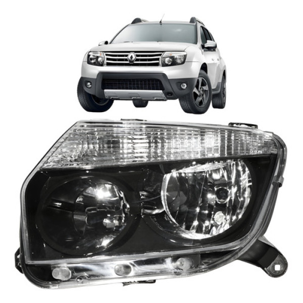 Farol Renault Duster 2012 2013 2014 2015 Mascara Negra Le Esquerdo