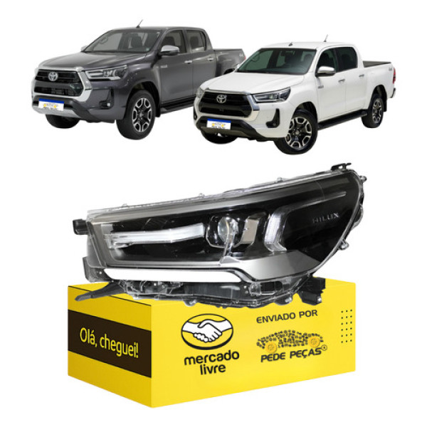 Farol Hilux 2021 2022 23 24 25 26 Full Led Moldura Cinza Le Esquerdo