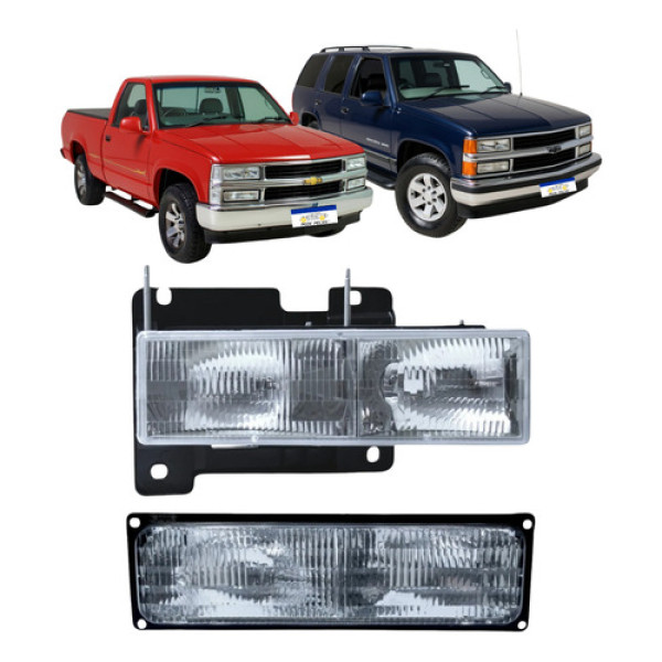 Kit Farol Central Farol Auxiliar Silverado 1993 A 2001 Ld