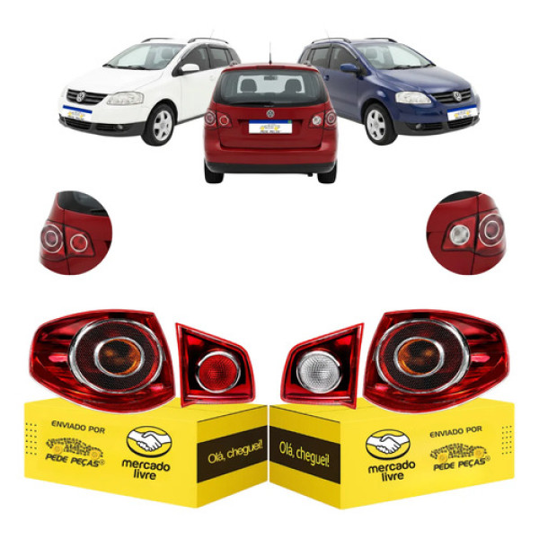 Jogo Sinaleira Traseira Vw Spacefox 2006 A 2010 Ré Vermelha Ambos Lados