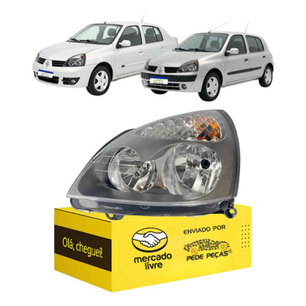 Farol Renault Clio 2004 2005 2006 2007 2008 2009 A 2012 Novo Esquerdo