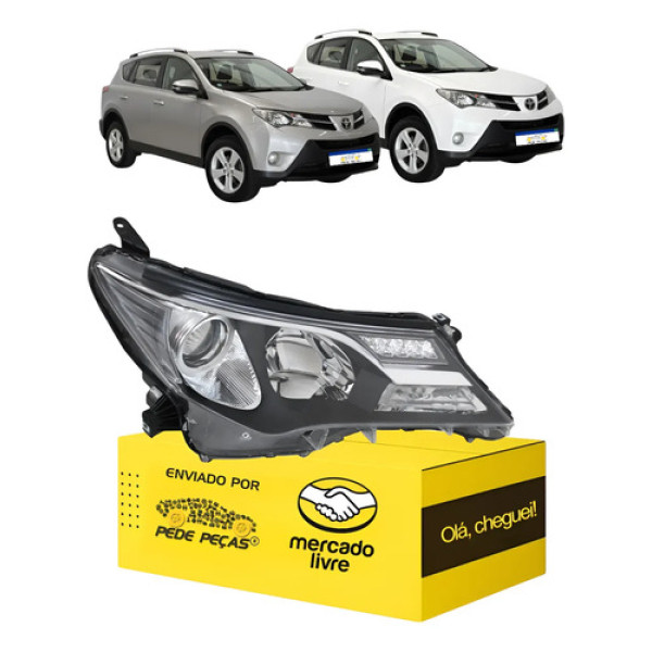 Farol Toyota Rav4 2013 2014 2015 Elétrico C/motor C/led Ld Direito/passageiro