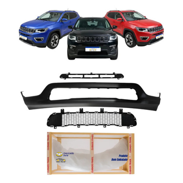 Spoiler C/ Grades Inferior Superior Compass 2017 18 A 2021 Preto