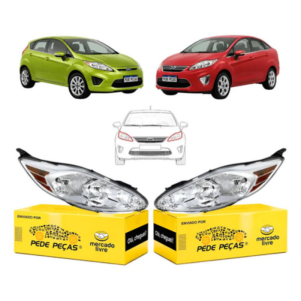 Par Farol Ford Fiesta 2011 2012 2013 Mexicano Se Novo Ambos Lados