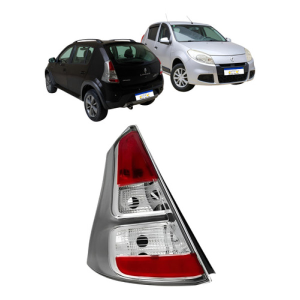 Lanterna Esquerda Renault Sandero 2012 A 2014 Borda Cinza 