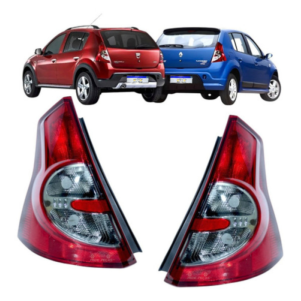 Par Lanterna Renault Sandero 2008 2009 2010 2011 Fume