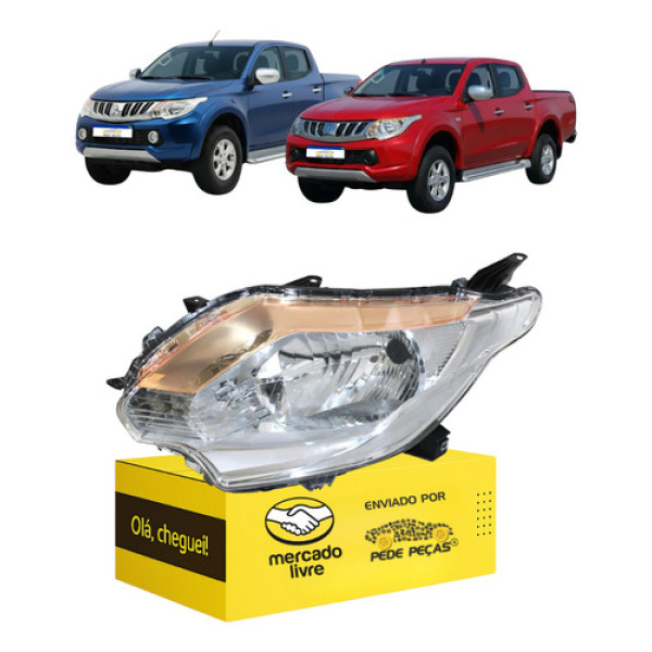 Farol Esquerdo L200 Triton 2017 2018 2019 Manual Cromado Esquerdo/motorista