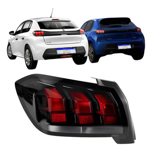 Lanterna Peugeot 208 2020 2021 2022 2023 2024 S/ Led Novo Le Esquerdo/motorista Vermelho