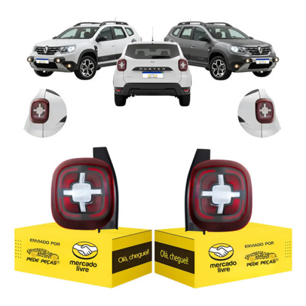 Lanterna Sinaleira Duster 2021 2022 2023 2024 C/led Nova Par Ambos Lados Vermelho