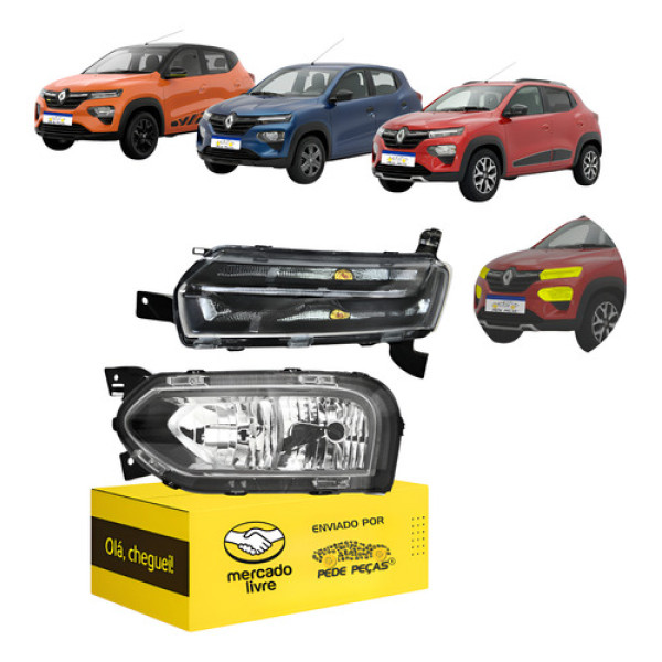 Kit Farol Esquerdo Kwid 2023 A 2026 Superior E Inferior Esquerdo/motorista