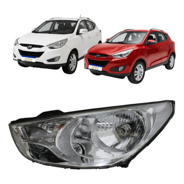 Farol Esquerdo Hyundai Ix35 2010 A 2015 Cromado Foco Simples Esquerdo/motorista Farol Esquerdo Hyundai Ix35 2010 A 2015 Cromado Foco Simples Esquerdo/motorista