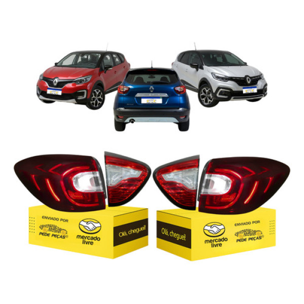 Jogo Kit Lanterna Captur 2017 2018 2019 2020 2021 2022 Led Ambos Lados Vermelho