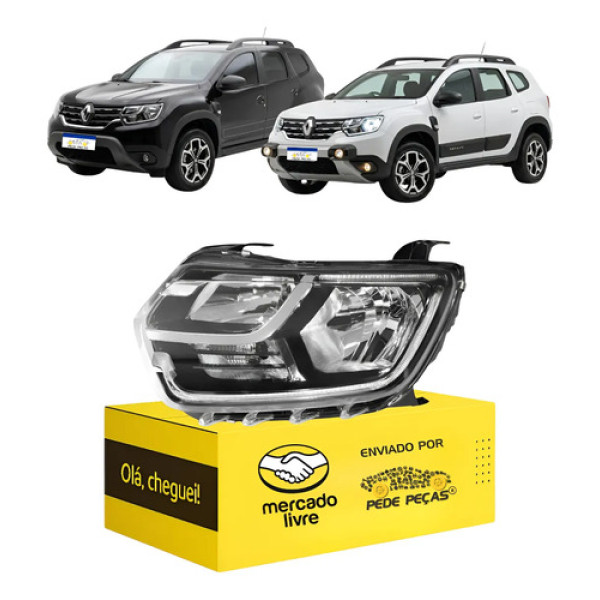 Farol Renault Duster 2021 2022 2023 2024 L.e C/led C/reator Esquerdo/motorista
