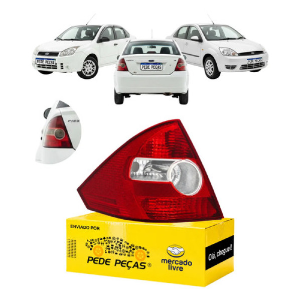 Lanterna Esquerda Ford Fiesta Sedan 2003 04 05 06 07 A 2010 Esquerdo/motorista Vermelho Cristal