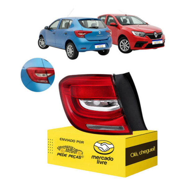 Lanterna Traseira Sandero 2020 2021 2022 Canto C/led L.e Esquerdo/motorista Cristal