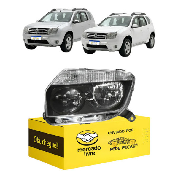 Farol Renault Duster 2012 2013 2014 2015 Mascara Negra Novo