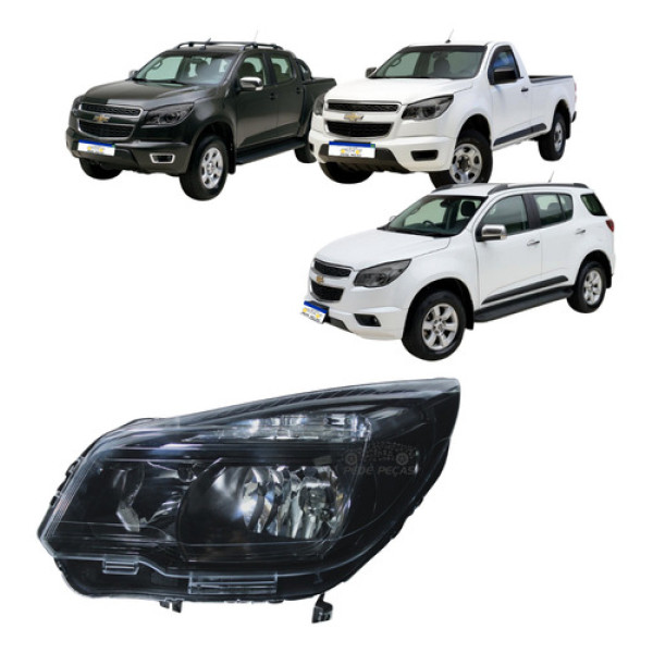 Farol Esquerdo Gm Traiblazer S10 2012 A 2016 Mascara Negra