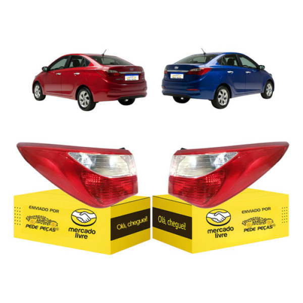 Par Lanterna Hb20 Sedan 2013 2014 2015 2016 2017 2018 2019 Ambos Lados Vermelho Cristal