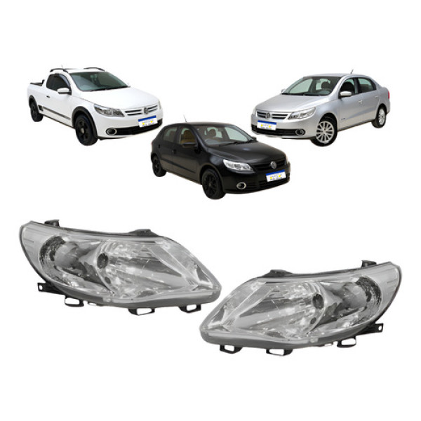 Farol Vw Gol Voyage Saveiro 2009 A 2012 Par Foco Simples Ambos Lados