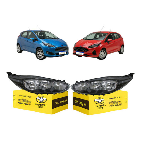Par Farol Ford New Fiesta Mascara Negra 13 2014 2015 A 2019 Direito