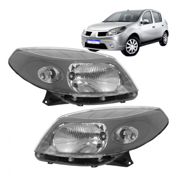 Par Farol Renault Sandero 2008 2009 2010 2011 M.cinza Novo