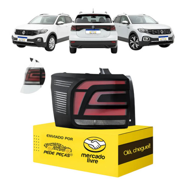 Lanterna T-cross 2019 2020 2021 2022 23 2024 C/led Nova Le Esquerdo/motorista Fumê