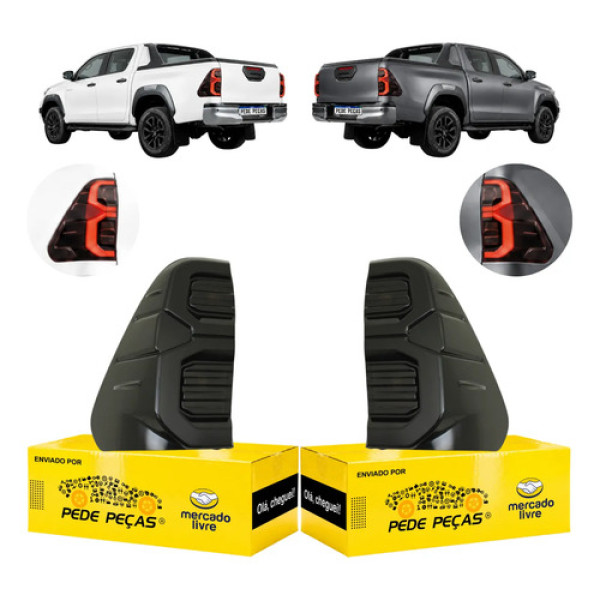 Par Lanterna Traseira Toyota Hilux 2021 A 2026 Black C/led Ambos Lados Black
