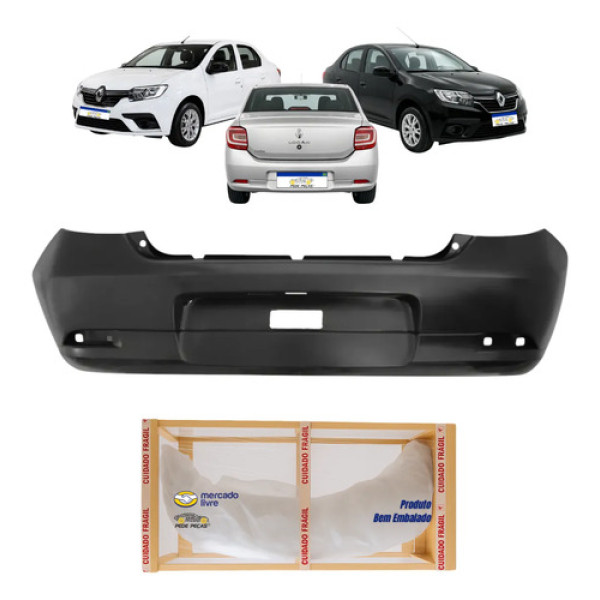 Parachoque Traseiro Renault Logan 2013 A 2023 C/ Furo Placa