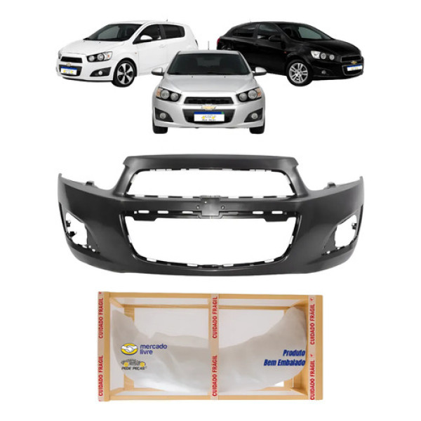 Parachoque Dianteiro Sonic Hatch Sedan 2012 2013 2014 Preto Para Pintura