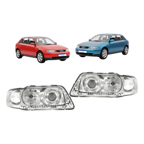 Par Farol Audi A3 2000 2001 2002 2003 A 2006 Cromado Novo - Ambos Lados