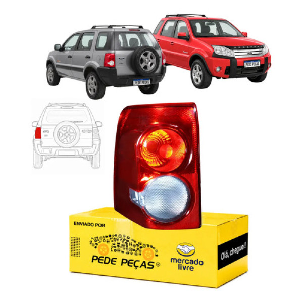 Sinaleira Traseira Ecosport 2008 2009 2010 2011 2012 Le Esquerdo/motorista Vermelho
