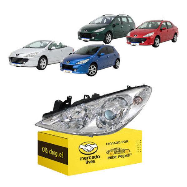 Farol Peugeot 307 2007 2008 2009 2010 2011 2012 Novo Le Esquerdo/motorista