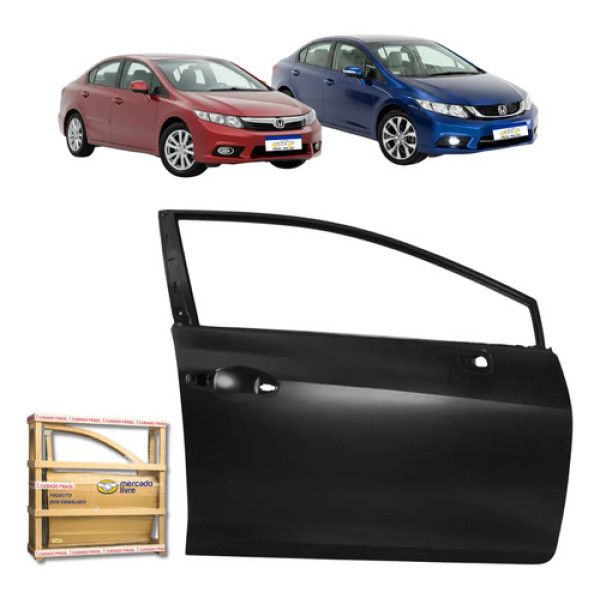Porta Direita Honda Civic G9 2012 13 14 15 2016 Dianteira Dianteira Direito Preto Liso Para Pintura