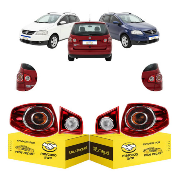 Jogo Lanterna Traseira Spacefox 2006 A 2010 Ré Cristal Ambos Lados