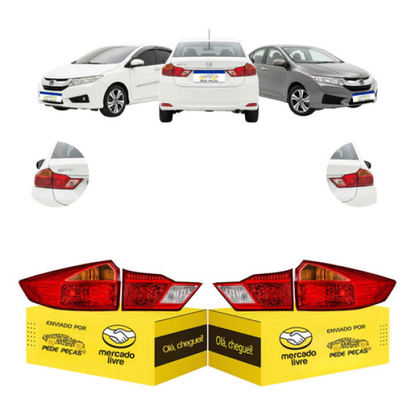 Kit Sinaleira Traseira Canto Tampa Honda City 2015 2016 2017 Ambos Lados