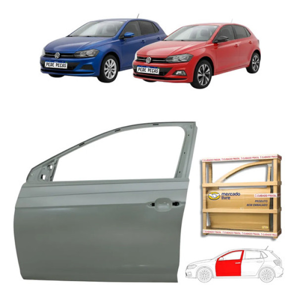 Porta Dianteira Vw Polo 2017 18 19 20 21 22 23 24 25 2026 Le Dianteira Esquerdo Cinza Para Pintura