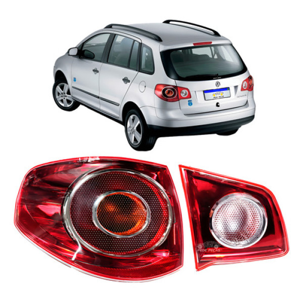 Par Lanterna Vw Spacefox 06 07 2008 2009 2010 Ré Cristal Le Esquerdo/motorista Vermelho