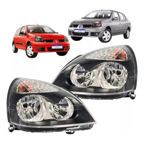 Farol Renault Clio 2003 A 2012 Cinza Novo Dois Lados Par