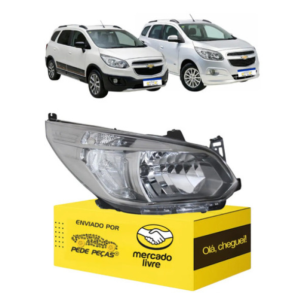 Farol Chevrolet Spin 2012 2013 14 15 16 17 2018 Cromomix Ld Direito/passageiro