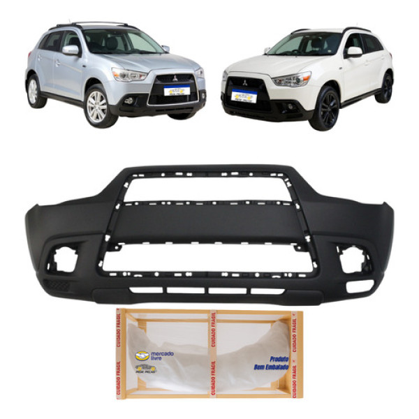 Parachoque Dianteiro Mitsubishi Asx 2011 2012 Com Furo Milha Preto